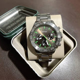 Fossil Bannon Multifunction Chronograph Green Dial Grey Steel Strap Watch for Men - BQ2504 Authentic Buy Shop Now