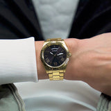 Guess Connoisseur Black Dial Gold Steel Strap Watch for Men - GW0265G3 Authentic Buy Shop Now