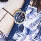 Swarovski Passage Chrono Crystal Blue Dial Blue Leather Strap Watch for Women - 5580342 Authentic Buy Shop Now