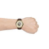 Fossil Flynn Mechanical Skeleton Beige Dial Brown Leather Strap Watch for Men - BQ2215 Authentic Buy Shop Now