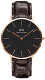 Daniel Wellington Classic York Black Dial Brown Leather Strap Watch For Men - DW00100128 Authentic Buy Shop Now