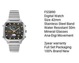 Fossil Retro Analog-Digital Black Dial Silver Steel Strap Watch for Men - FS5890 Authentic Buy Shop Now