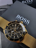 Hugo Boss Ocean Edition Black Dial Gold Mesh Bracelet Watch for Men - 1513703 Authentic Buy Shop Now