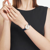 Emporio Armani Gianni T-Bar Analog Silver Dial Blue Leather Strap Watch For Women - AR60020 Authentic Buy Shop Now