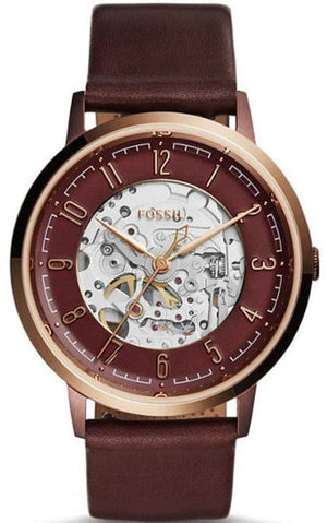 Fossil Vintage Muse Automatic Skeleton Maroon Dial Maroon Leather Strap Watch for Women - ME3137 Authentic Buy Shop Now