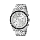 Emporio Armani Sportivo Chronograph Silver Dial Silver Steel Strap Watch For Men - AR6073 Authentic Buy Shop Now