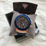 Guess Rigor Blue Dial Blue Silicone Strap Watch For Men - W0247G3 Authentic Buy Shop Now
