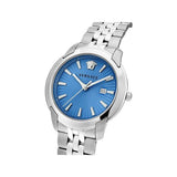 Versace V-Urban Light Blue Dial Silver Steel Strap Watch for Men - VELQ00419 Authentic Buy Shop Now
