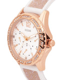 Guess Swirl Quartz Silver Dial White Rubber Strap Watch For Women - W1096l2 Authentic Buy Shop Now