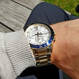 Tommy Hilfiger Luke Chronograph White Dial Gold Steel Strap Watch for Men - 1791121 Authentic Buy Shop Now