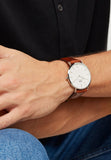 Daniel Wellington Classic St Mawes White Dial Brown Leather Strap Watch For Men - DW00100021 Authentic Buy Shop Now