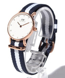 Daniel Wellington Classy Glasgow White Dial Two Tone Nylon Strap Watch For Women - DW00100066 Authentic Buy Shop Now