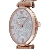 Emporio Armani T-Bar Gianni Crystal Pave Dial Rose Gold Steel Strap Watch For Women - AR11244 Authentic Buy Shop Now