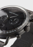 Emporio Armani Aviator Chronograph Black Dial Black Mesh Bracelet Watch For Men - AR11264 Authentic Buy Shop Now