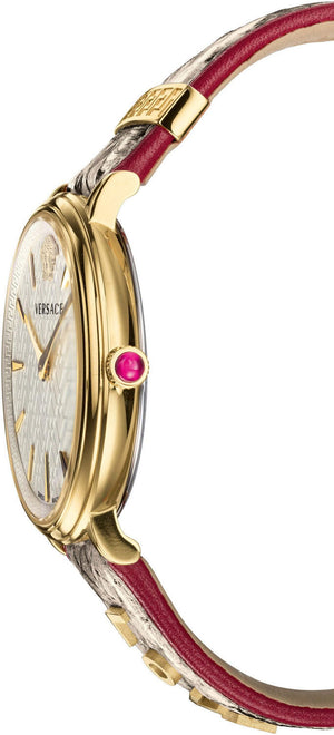 Versace V Circle Quartz White Dial Brown Leather Strap Watch For Women - VBP08017 Authentic Buy Shop Now