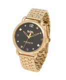Coach Delancey Black Dial Gold Stainless Steel Strap Watch For Women - 14502813 Authentic Buy Shop Now