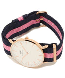 Daniel Wellington Classic Winchester White Dial Three Tone Nylon Strap Watch For Women - DW00100033 Authentic Buy Shop Now