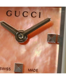 Gucci G-Frame Square Mother of Pearl Orange Dial Orange Leather Strap Watch For Women - YA128532 Authentic Buy Shop Now