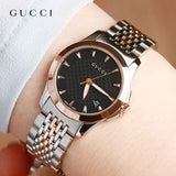 Gucci G Timeless Black Dial Two Tone Steel Strap Watch For Women - YA126512 Authentic Buy Shop Now
