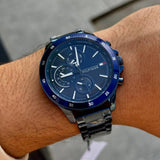 Tommy Hilfiger Bank Quartz Blue Dial Blue Steel Strap Watch for Men - 1791720 Authentic Buy Shop Now