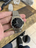Gucci G Timeless Diamonds Black Dial Silver Steel Strap Watch For Men - YA126405 Authentic Buy Shop Now