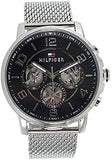 Tommy Hilfiger Chronograph Black Dial Silver Mesh Bracelet Watch for Men - 1791292 Authentic Buy Shop Now