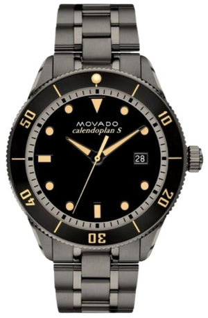 Movado Heritage Calendoplan Black Dial Silver Steel Strap Watch For Men - 3650095 Authentic Buy Shop Now