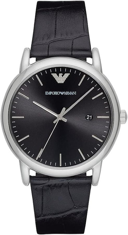 Emporio Armani Luigi Quartz Black Dial Black Leather Strap Watch For Men - AR2500 Authentic Buy Shop Now