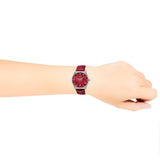 Gucci G-Timeless Mother of Pearl Red Dial Red Leather Strap Watch For Women - YA1264041 Authentic Buy Shop Now