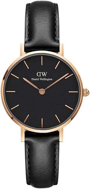 Daniel Wellington Classic Petite Sheffield Black Dial Black Leather Strap Watch For Women - DW00100224 Authentic Buy Shop Now