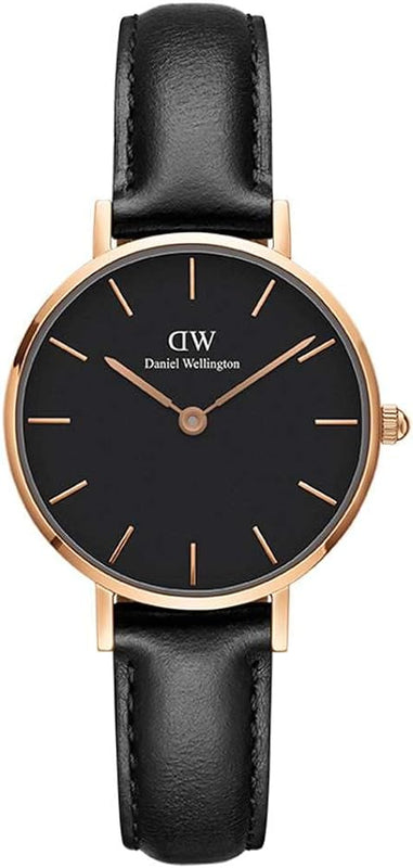Daniel Wellington Classic Petite Sheffield Black Dial Black Leather Strap Watch For Women - DW00100224 Authentic Buy Shop Now