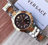 Versace Hellenyium Quartz Brown Dial Two Tone Steel Strap Watch For Men - V11040015 Authentic Buy Shop Now