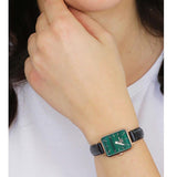 Daniel Wellington Quadro Pressed Sheffield Green Dial Black Leather Strap Watch For Women - DW00100439 Authentic Buy Shop Now