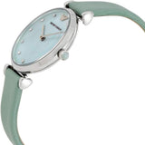 Emporio Armani Gianni T Bar Mother Of Pearl Blue Dial Blue Leather Strap Watch For Women - AR1959 Authentic Buy Shop Now