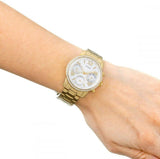 Guess Mini Sunrise Diamonds Silver Dial Gold Steel Strap Watch for Women - W0623L3 Authentic Buy Shop Now