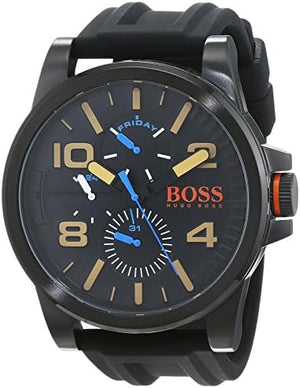 Hugo Boss Orange Detroit Analog Black Dial Black Silicone Strap Watch For Men - 1550011 Authentic Buy Shop Now
