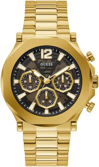 Guess Edge Chronograph Black Dial Gold Steel Strap Watch For Men - GW0539G2 Authentic Buy Shop Now