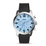 Fossil Pilot Chronograph Sky Blue Dial Black Leather Strap Watch for Men - FS5162 Authentic Buy Shop Now