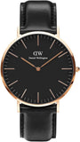 Daniel Wellington Classic Sheffield Black Dial Black Leather Strap Watch For Men - DW00100127 Authentic Buy Shop Now