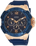 Guess Genesis Quartz Blue Dial Blue Silicone Strap Watch For Men - W1254G3 Authentic Buy Shop Now