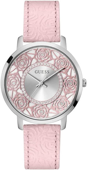 Guess Dahlia Analog Silver Dial Pink Leather Strap Watch for Women - GW0529L1 Authentic Buy Shop Now