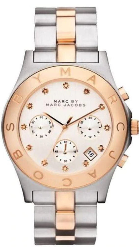 Marc Jacobs Blade Chronograph Silver Dial Two Tone Steel Strap Watch for Women - MBM3178 Authentic Buy Shop Now