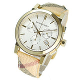 Burberry The City White Dial Haymarket Beige Leather Strap Watch for Women - BU9752 Authentic Buy Shop Now