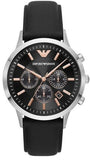 Emporio Armani Giovanni Analog Black Dial Black Leather Strap Watch For Men - AR11431 Authentic Buy Shop Now