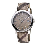 Burberry The City Beige Dial Chequered Brown Leather Strap Watch for Women - BU9029 Authentic Buy Shop Now