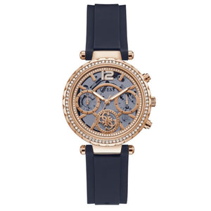 Guess Solistice Diamonds Roe Gold Dial Black Rubber Strap Watch for Women - GW0484L2 Authentic Buy Shop Now