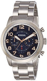 Fossil Pilot 54 Chronograph Navy Blue Dial Silver Steel Strap Watch for Men - FS5203 Authentic Buy Shop Now