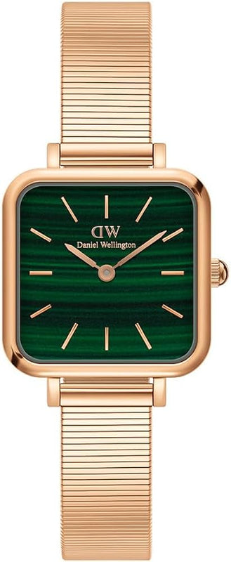 Daniel Wellington Quadro Studio Green Dial Rose Gold Mesh Strap Watch For Women - DW00100520 Authentic Buy Shop Now