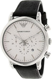 Emporio Armani Classic Quartz Chronograph White Dial Black Leather Strap Watch For Men - AR1807 Authentic Buy Shop Now