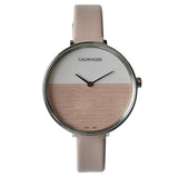 Calvin Klein Rise White Beige Dial Beige Leather Strap Watch for Women - K7A231XH Authentic Buy Shop Now